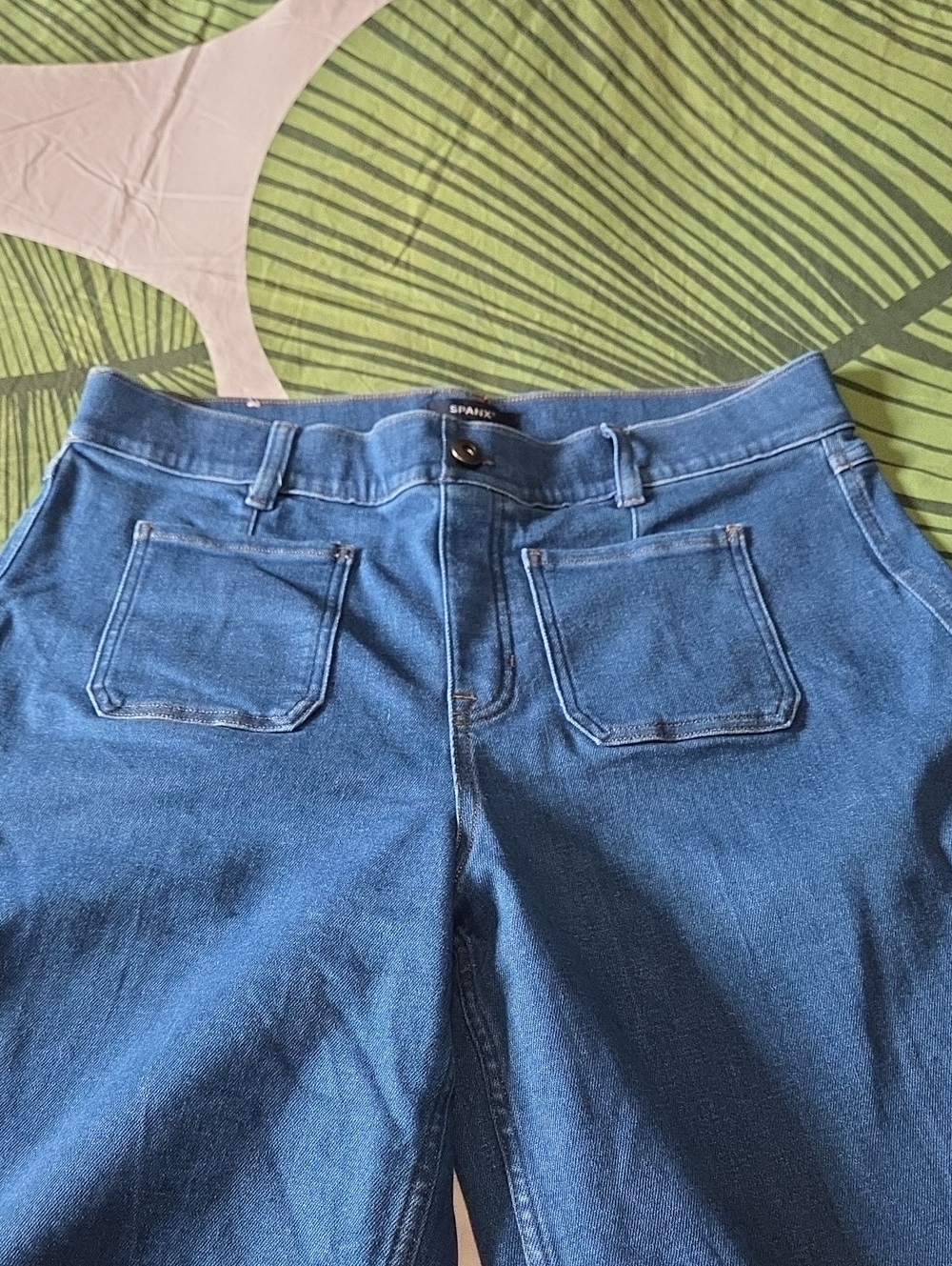 SPANX High-Rise Indigo Blue Women’s Jeans with Front Patch Pockets